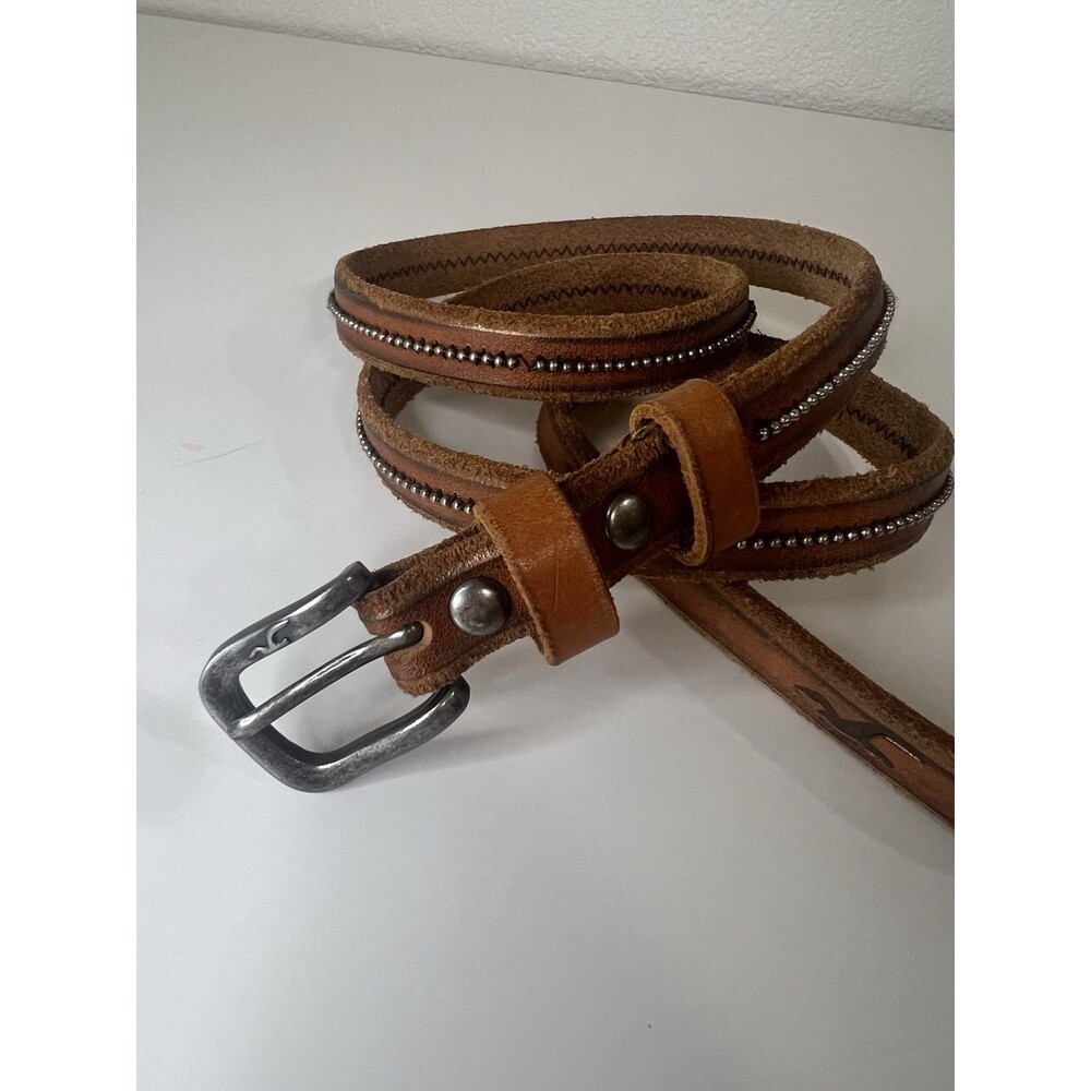 Hollister Women's Genuine Leather Brown Belt w/ Embellishments Size Xs/S